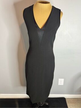 rag & bone Black Sleeveless V-Neck Midi Sheath Dress